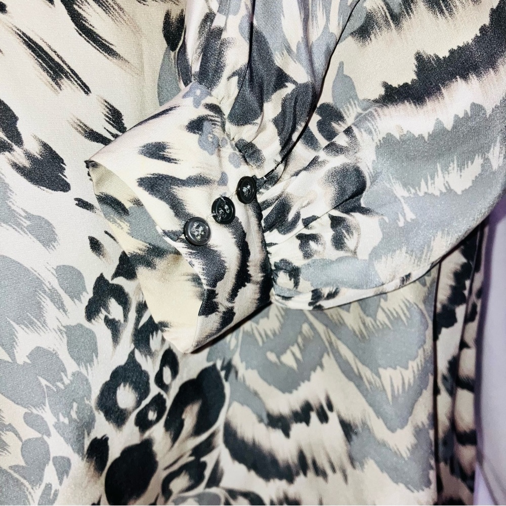 Elizabeth & James Animal Print One Shoulder Cocktail Dress Mob Wife Silk Size 2 - Picture 6 of 11